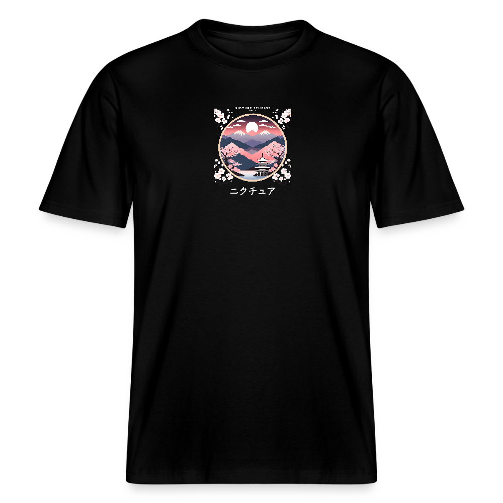 Japanese Landscape Relaxed Fit Unisex Bio-T-Shirt - Schwarz