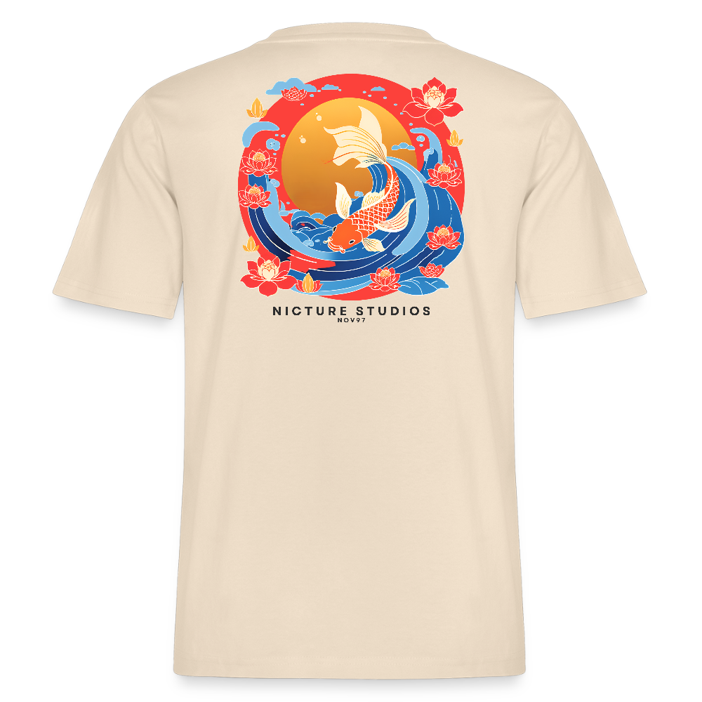 Koi & Flower Japanese Relaxed Fit Unisex Bio-T-Shirt - Weißgrau