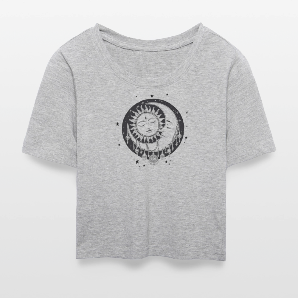 Boho Cropped T-Shirt - Grau meliert