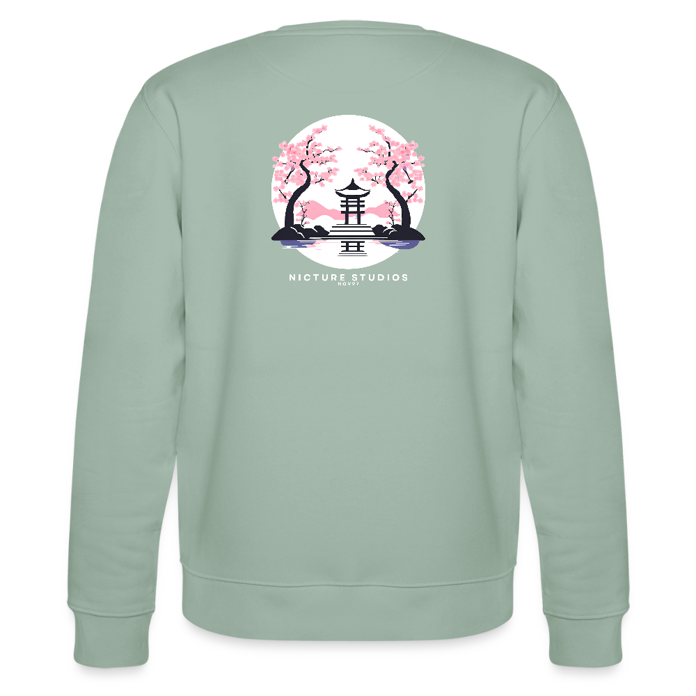 Japanese Cherry Blossom Unisex Bio-Sweatshirt - Helles Graugrün
