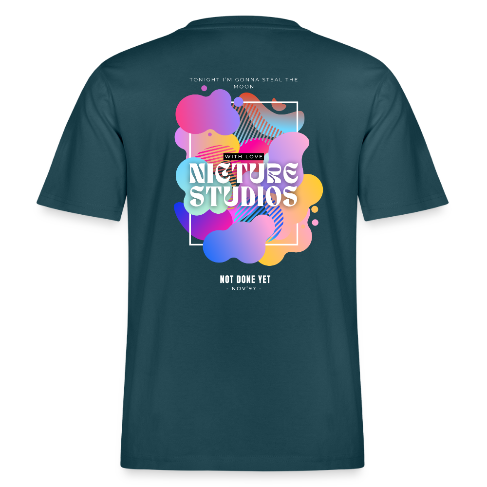 Abstract Relaxed Fit Unisex Organic T-Shirt - Dunkles Petrol