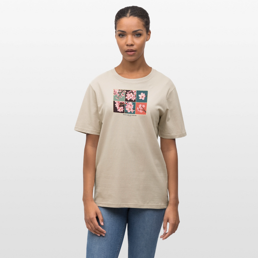 Sakura Retro Japanese Relaxed Fit Unisex Bio-T-Shirt - Weißgrau