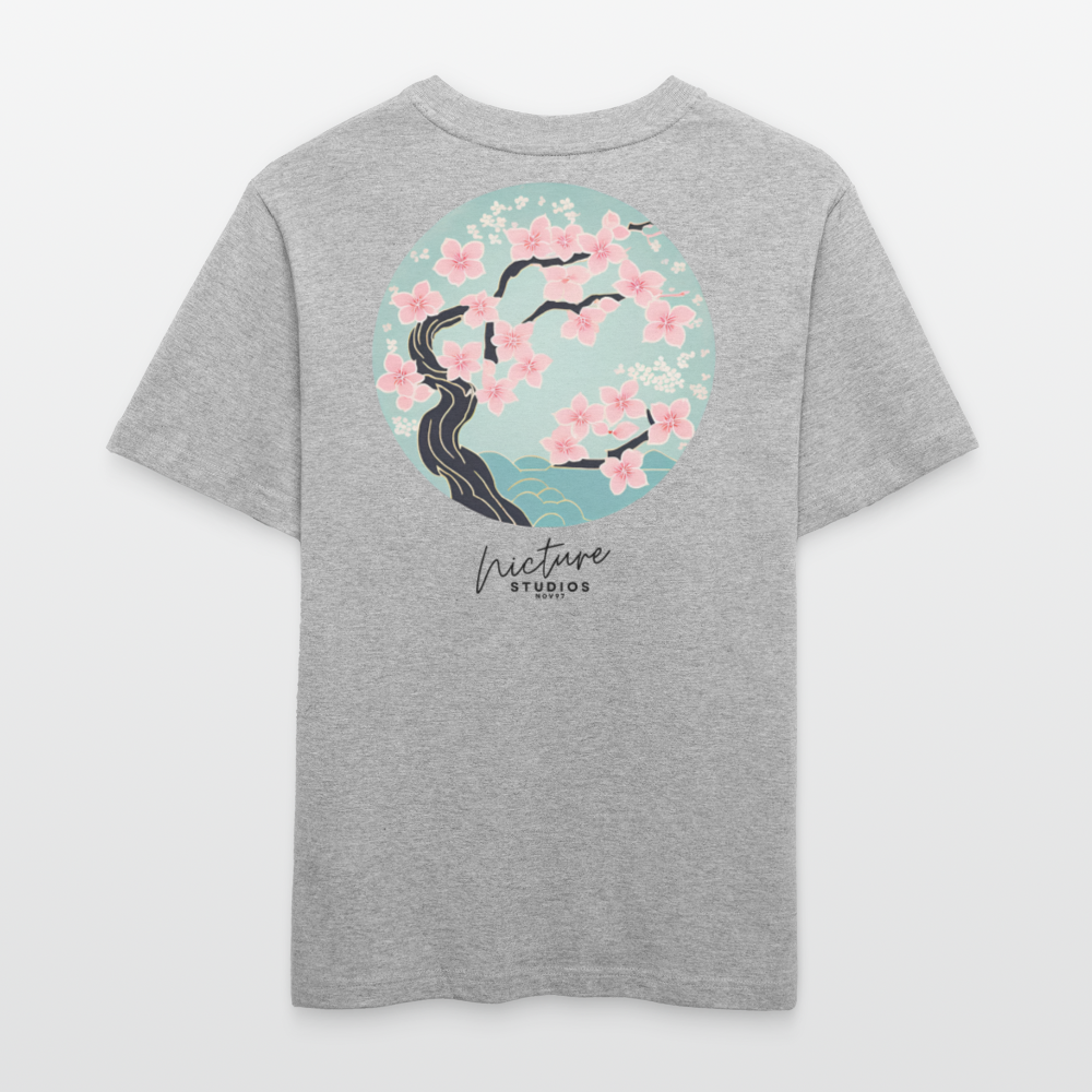 Cherry Blossom Japanese Relaxed Fit Unisex Bio-T-Shirt - Grau meliert