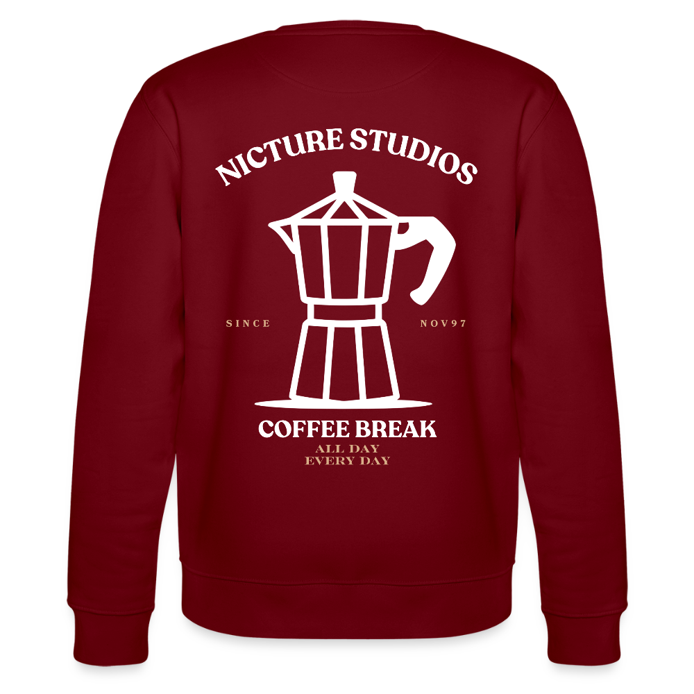 Coffee Break Unisex Bio-Sweatshirt - Burgunderrot