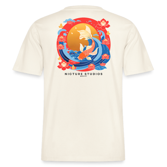 Koi & Flower Japanese Relaxed Fit Unisex Bio-T-Shirt - Naturweiß