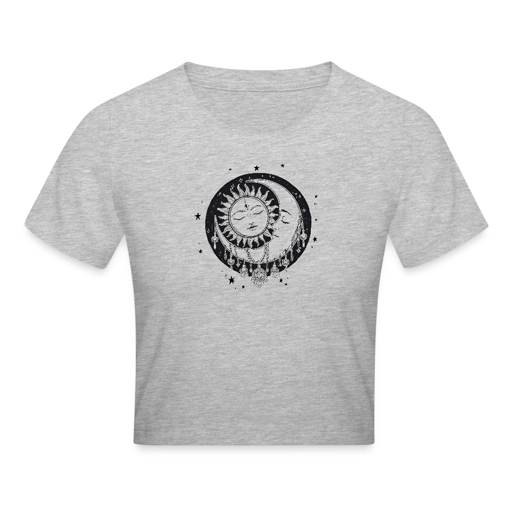 Boho Cropped T-Shirt - Grau meliert