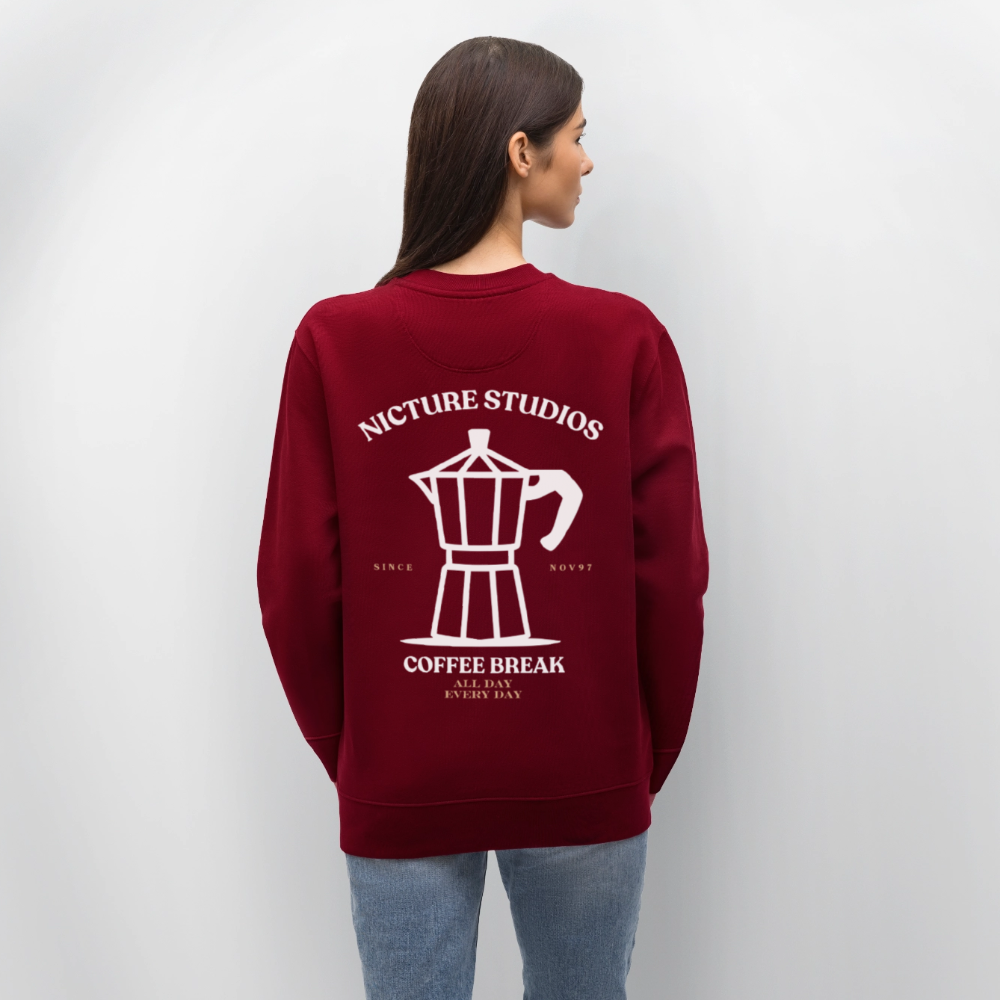 Coffee Break Unisex Bio-Sweatshirt - Burgunderrot