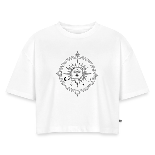 Okkult Oversized Cropped T-Shirt - Weiß