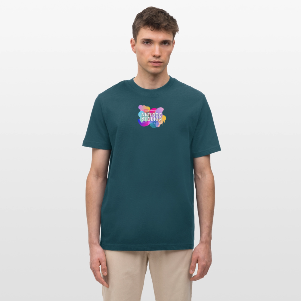 Abstract Relaxed Fit Unisex Organic T-Shirt - Dunkles Petrol