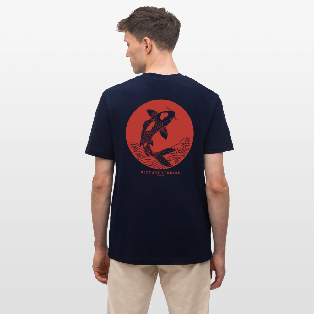 Koi Japanese Relaxed Fit Unisex Bio-T-Shirt Sparker - Navy