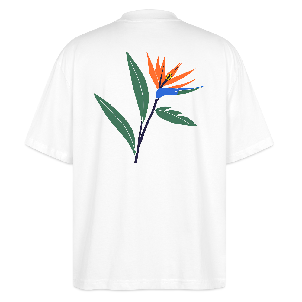 Strelitzia Tropical Oversized Unisex Bio T-Shirt - Weiß
