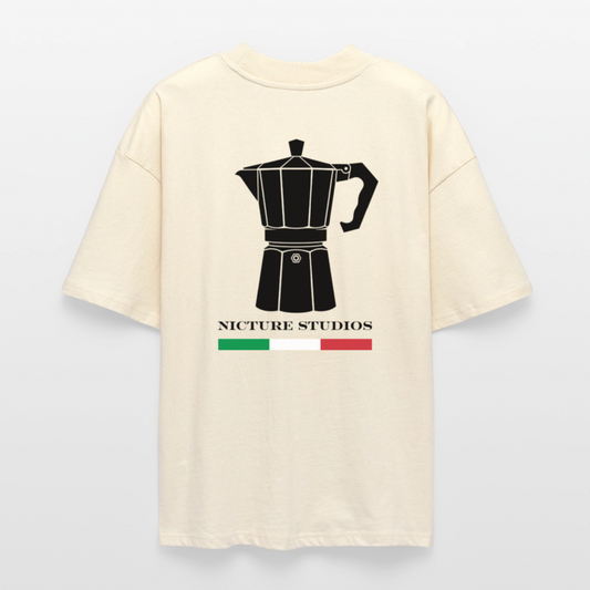 Espresso Oversized Unisex Bio T-Shirt - Weißgrau