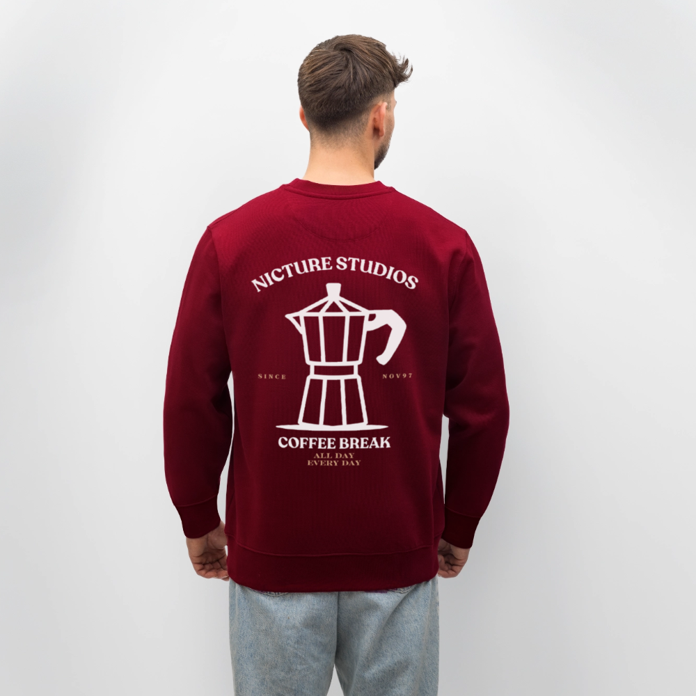 Coffee Break Unisex Bio-Sweatshirt - Burgunderrot