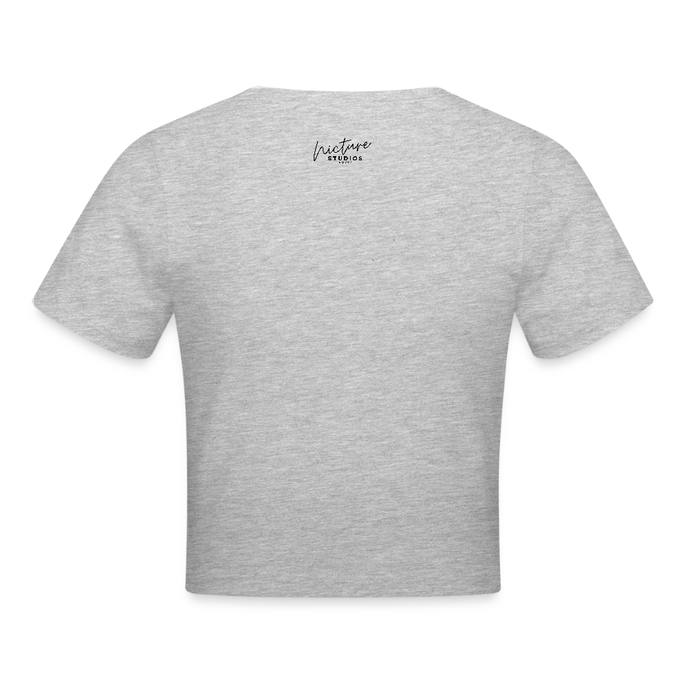 Sonne Mond Sterne Cropped T-Shirt - Grau meliert