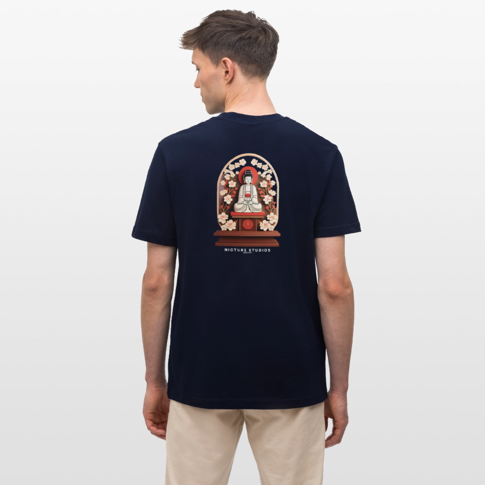 Buddhist Japanese Relaxed Fit Unisex Bio-T-Shirt - Navy