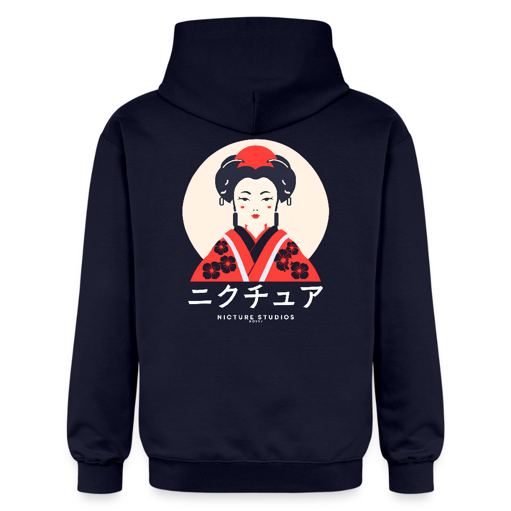Japanese Geisha Unisex Soft Hoodie - Navy
