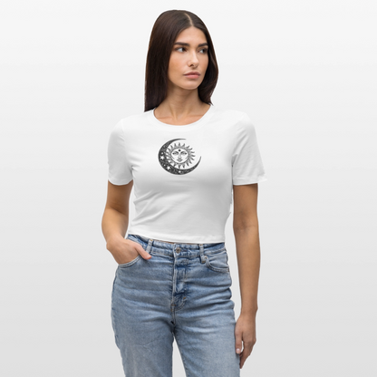 Sonne Mond Sterne Cropped T-Shirt - Weiß