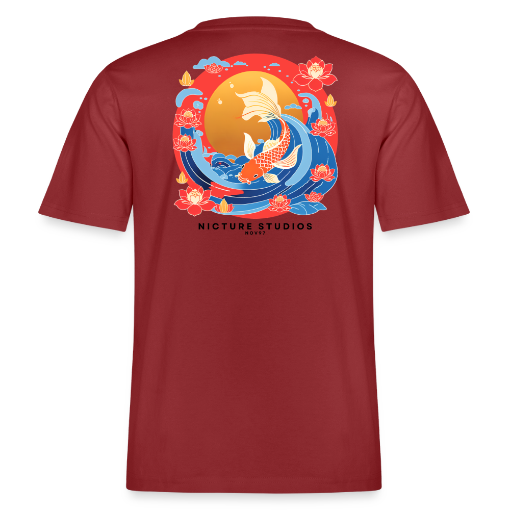 Koi & Flower Japanese Relaxed Fit Unisex Bio-T-Shirt - Erdrot