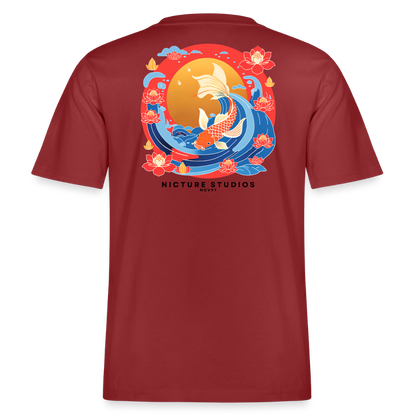 Koi & Flower Japanese Relaxed Fit Unisex Bio-T-Shirt - Erdrot