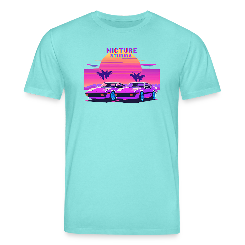 Retro Pixel Unisex Bio-T-Shirt - Poolblau