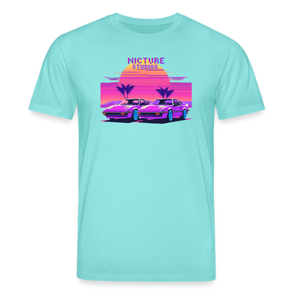 Retro Pixel Unisex Bio-T-Shirt - Poolblau
