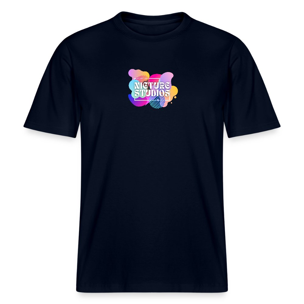 Abstract Relaxed Fit Unisex Organic T-Shirt - Navy