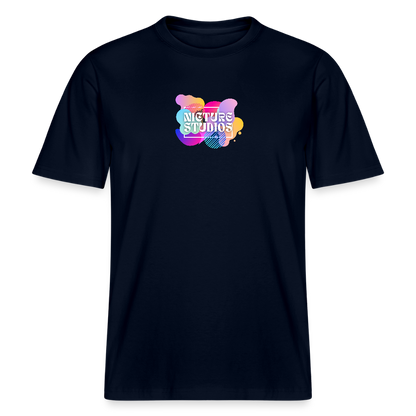 Abstract Relaxed Fit Unisex Organic T-Shirt - Navy