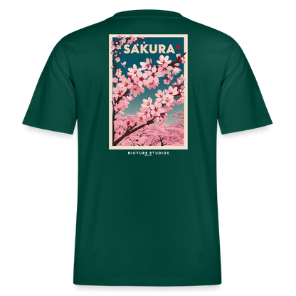 Sakura Japanese Cherry Blossom Relaxed Fit Unisex Bio-T-Shirt - Forest