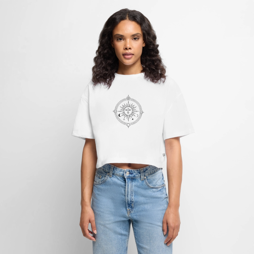 Okkult Oversized Cropped T-Shirt - Weiß