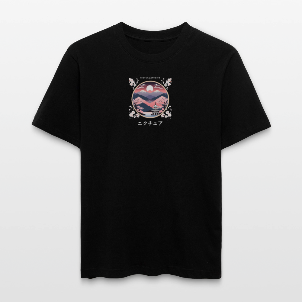 Japanese Landscape Relaxed Fit Unisex Bio-T-Shirt - Schwarz