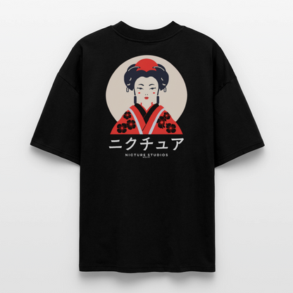 Japanese Geisha Oversized Unisex Bio T-Shirt - Schwarz