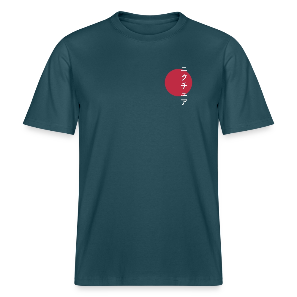Japanese Style Relaxed Fit Unisex Organic T-Shirt - Dunkles Petrol