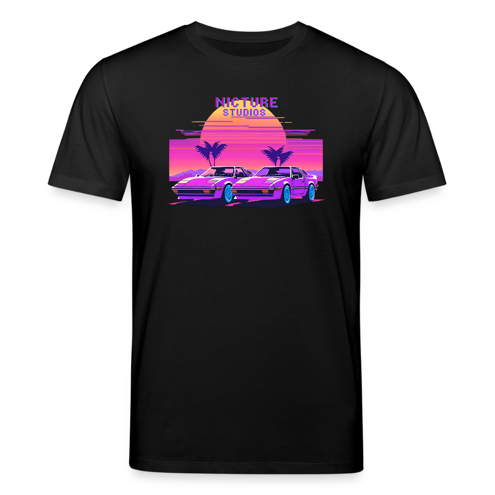 Retro Pixel Unisex Bio-T-Shirt - Schwarz