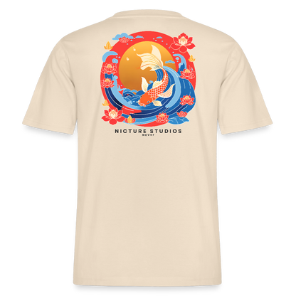 Koi & Flower Japanese Relaxed Fit Unisex Bio-T-Shirt - Weißgrau