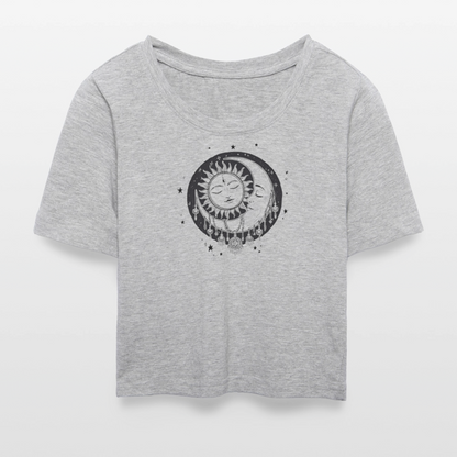 Boho Cropped T-Shirt - Grau meliert