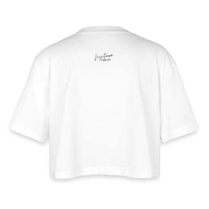 Sonne Mond Sterne Oversized Cropped T-Shirt - Weiß