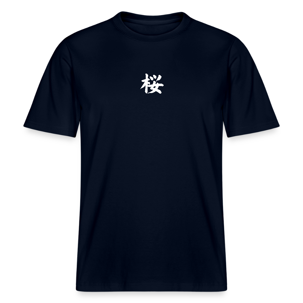 Sakura Japanese Cherry Blossom Relaxed Fit Unisex Bio-T-Shirt - Navy