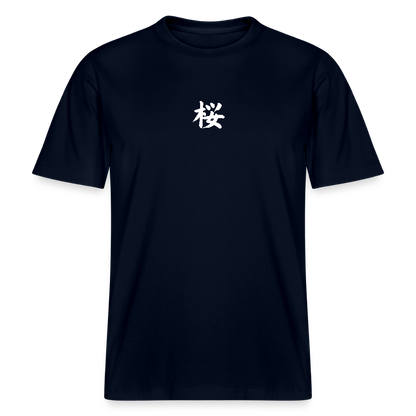 Sakura Japanese Cherry Blossom Relaxed Fit Unisex Bio-T-Shirt - Navy