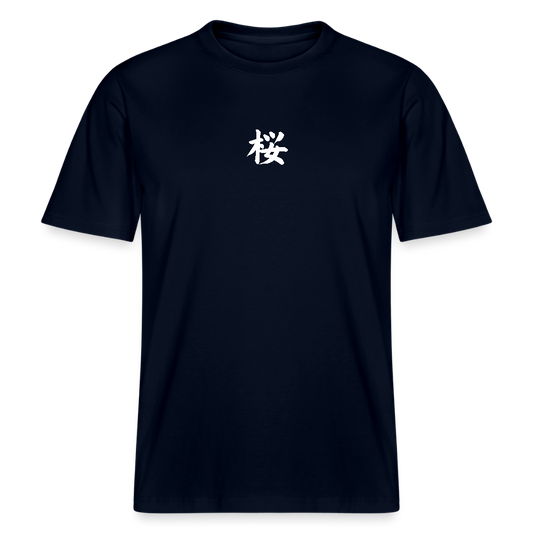 Sakura Japanese Cherry Blossom Relaxed Fit Unisex Bio-T-Shirt - Navy