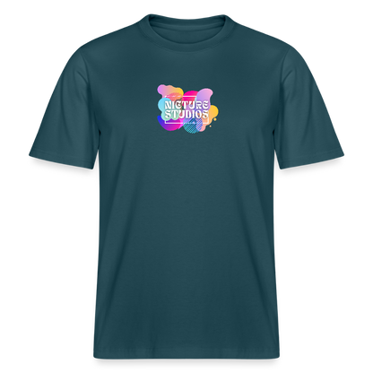 Abstract Relaxed Fit Unisex Organic T-Shirt - Dunkles Petrol