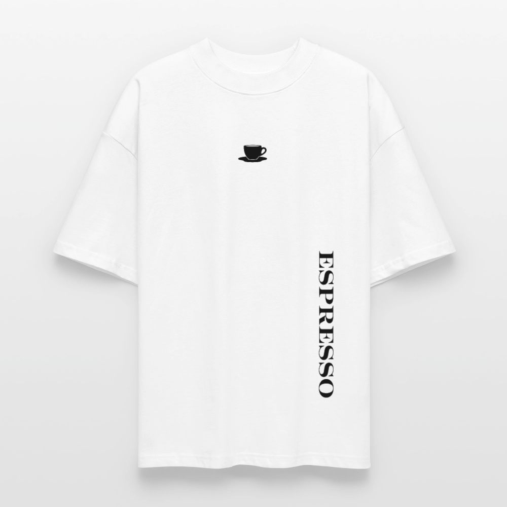 Espresso Oversized Unisex Bio T-Shirt - Weiß