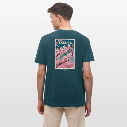 Sakura Japanese Cherry Blossom Relaxed Fit Unisex Bio-T-Shirt - Dunkles Petrol