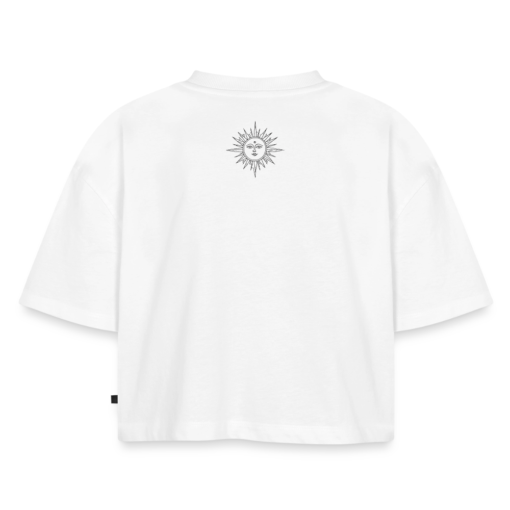 Okkult Oversized Cropped T-Shirt - Weiß