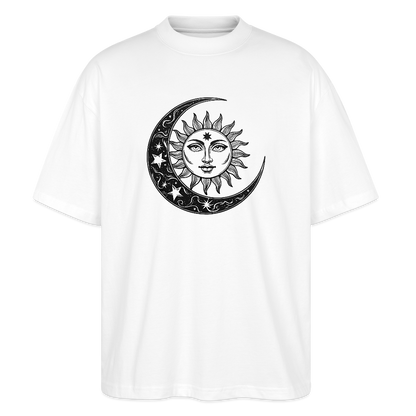 Sonne Mond Sterne Oversized Unisex Bio T-Shirt - Weiß