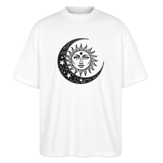 Sonne Mond Sterne Oversized Unisex Bio T-Shirt - Weiß