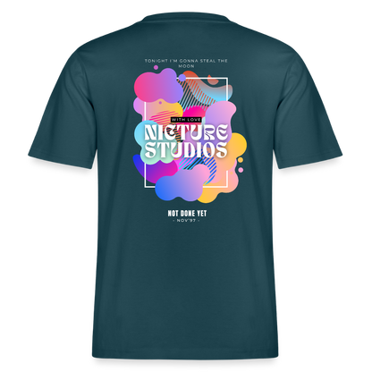 Abstract Relaxed Fit Unisex Organic T-Shirt - Dunkles Petrol