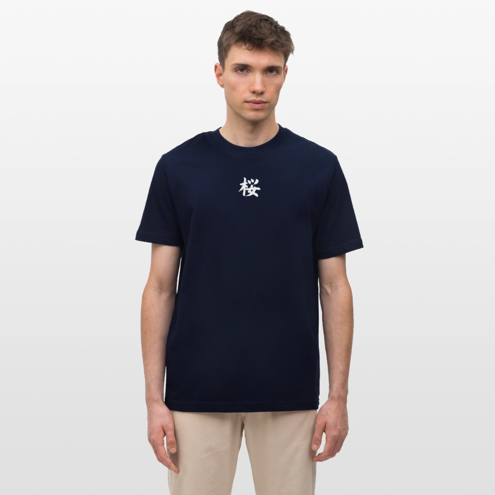 Sakura Japanese Cherry Blossom Relaxed Fit Unisex Bio-T-Shirt - Navy