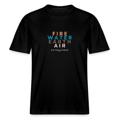 Elemental Relaxed Fit Unisex Organic T-Shirt - Schwarz