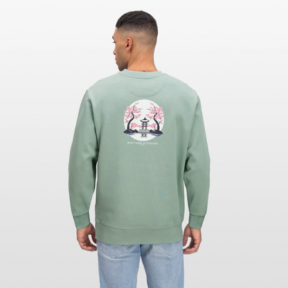 Japanese Cherry Blossom Unisex Bio-Sweatshirt - Helles Graugrün