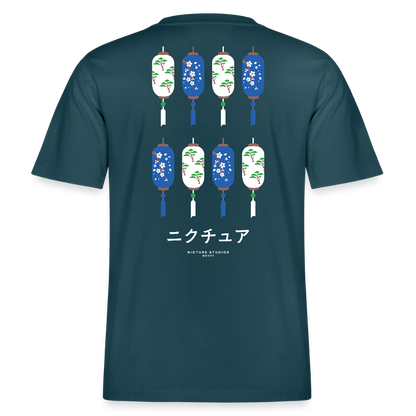 Japanese Style Relaxed Fit Unisex Organic T-Shirt - Dunkles Petrol